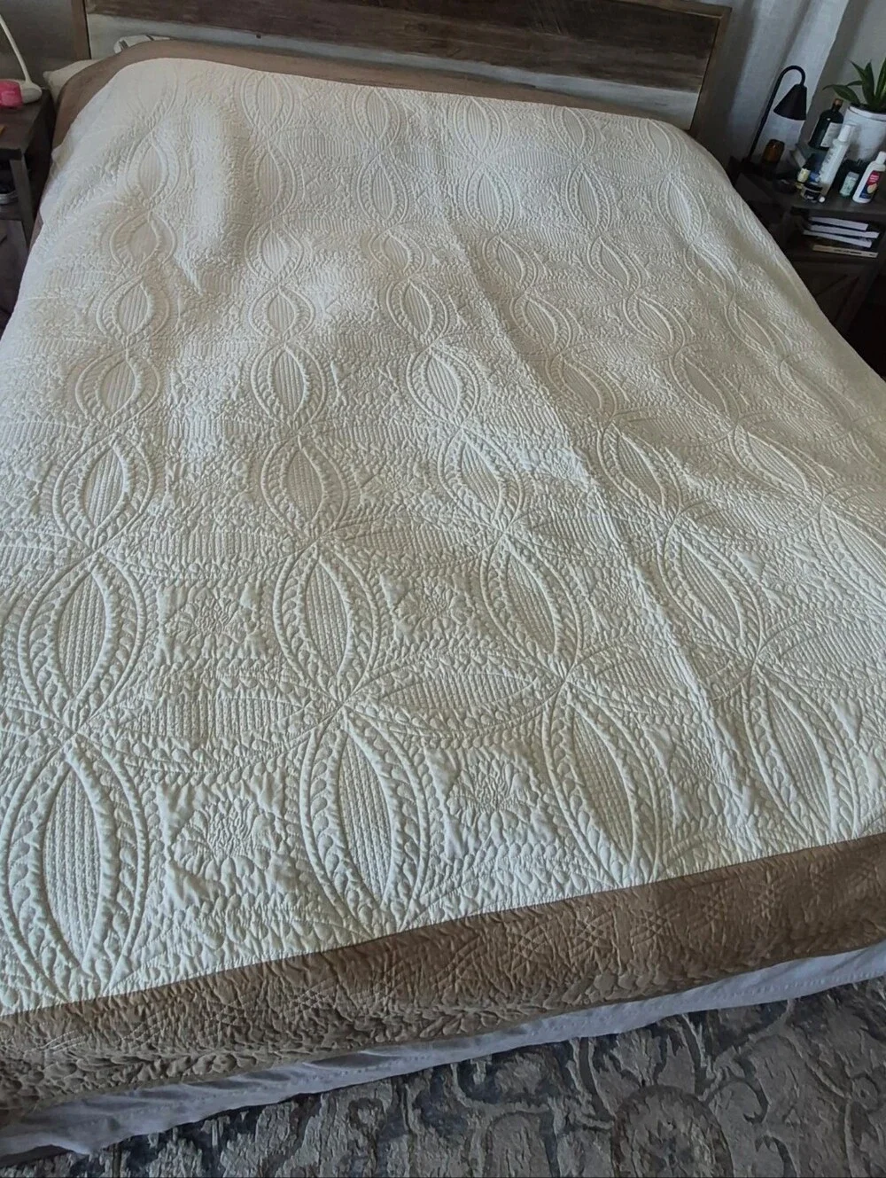 Better Homes & Gardens King Quilted Bedspread - Cream & Tan Neutral Bedding